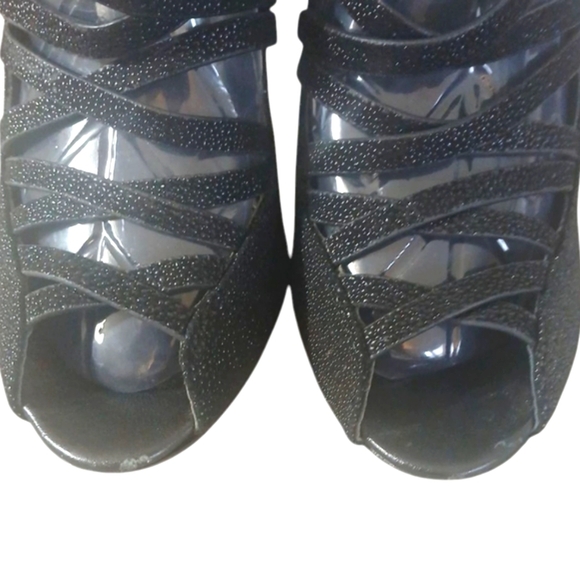 Rebecca Minkoff Beaded Black Stiletto Heeled Sandals Size 8 - Picture 3 of 9